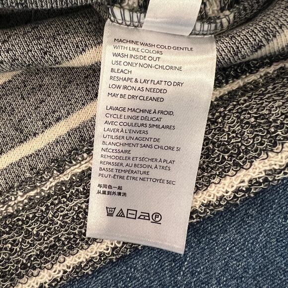 NWT Anthropologie Blue & Ivory Textured Stripe Raw Trim Sweatshirt - Picture 7 of 10